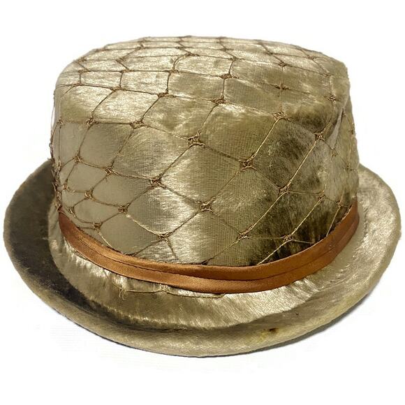 Vintage Derby Copper Gold Rider's Hat & Box Size Small Slim Brim and Mesh Tail - Picture 12 of 12